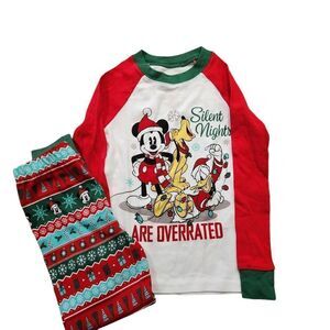 Disney Kids 2 Piece UNISEX Holiday Christmas Pajama Set Size 5